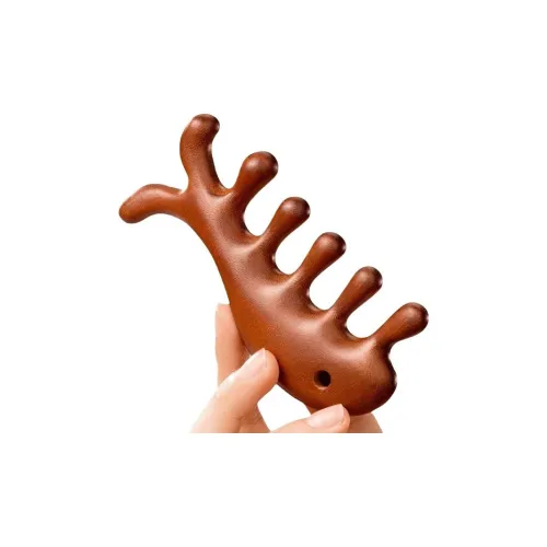 SHITIAN Head Therapy Comb Whale Comb Natural Golden Sandalwood Massage Comb Head Meridian Massage