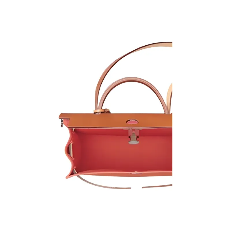 HERMES Herbag Zip Canvas With Leather Handbag Women's Fuchsia-3