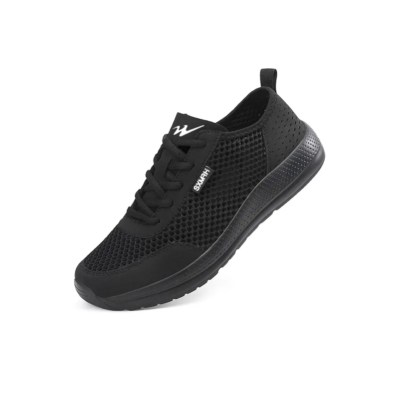 Binary Cushioning Slip Resistant Breathable Lightweight Rebound Low Top Running Shoes Men's Black Warrior-1