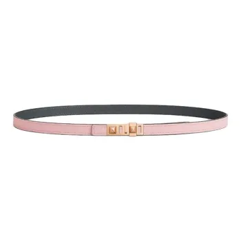 HERMES Calfskin, Gold Plated, Metal Leather Belts Women's Green Width 1.3CM