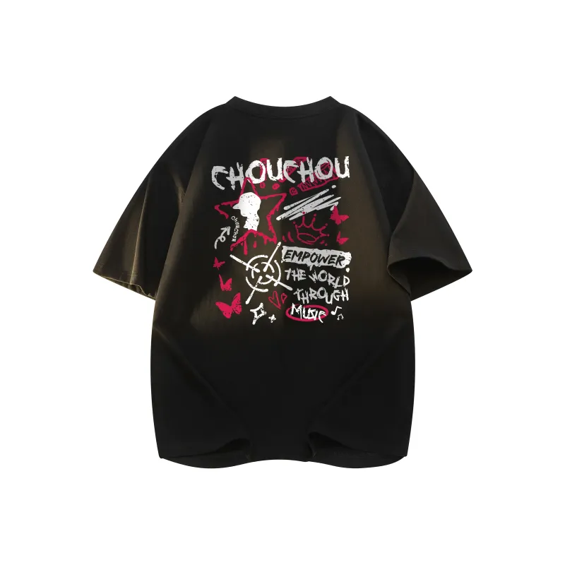 CHOUCHOUS Drop Shoulder Sleeve T Shirt Women's-2