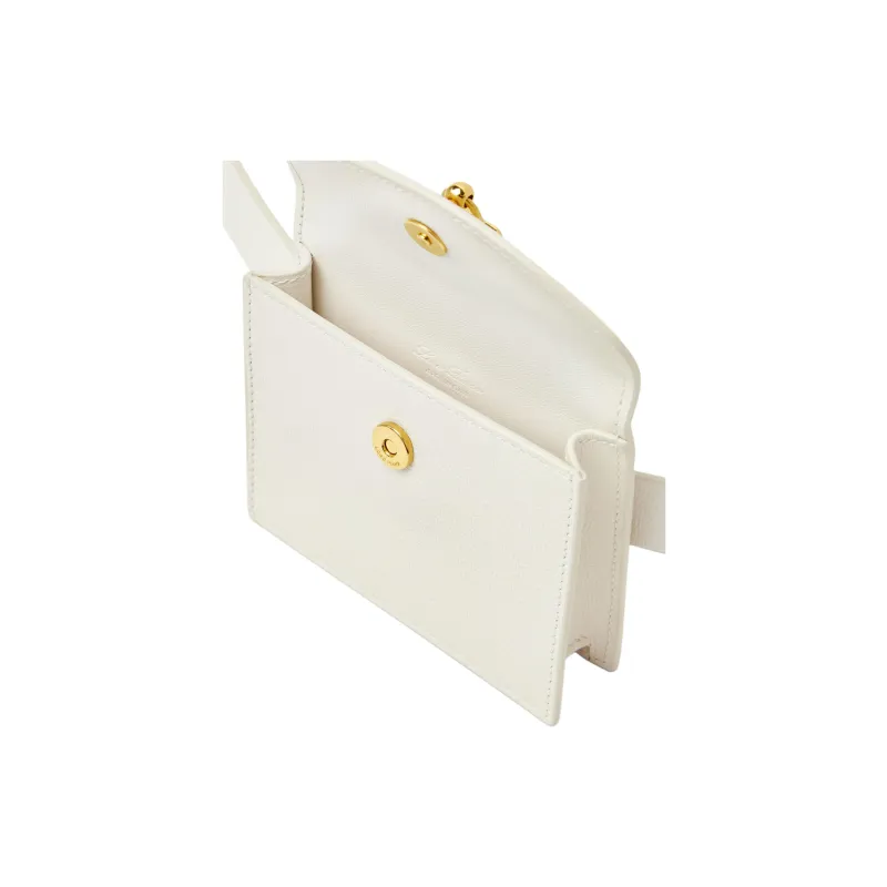 Loro Piana Cow Leather Clutch Fanny Pack Women's Whisper White & Sun Gold-3