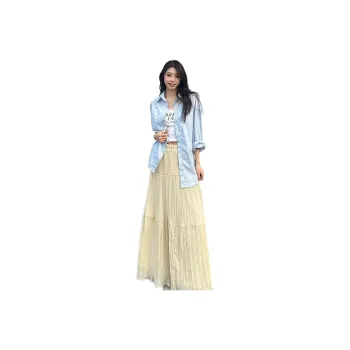 Kazakhstan Casual Long Skirt Women's Apricot