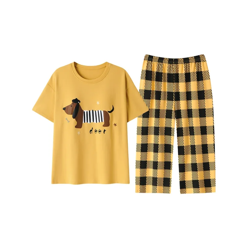 Ta Yan Pajama Set Summer Women's Yellow-0