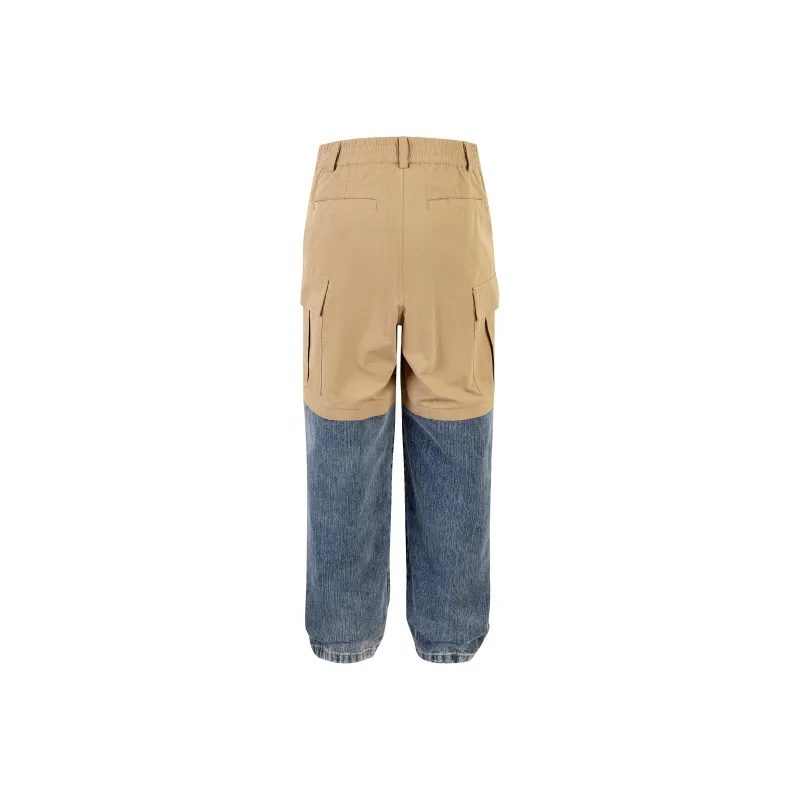 CoosRetro Casual Pants Men Khaki & Washed Blue-1