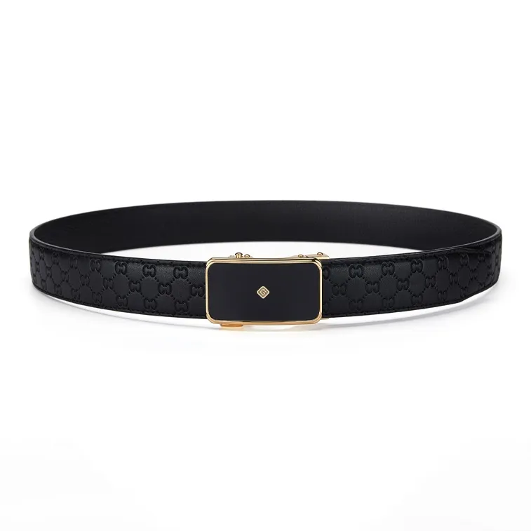 Jeccieziio Cow Leather Belts Men's Gunmetal, Gold, Silver Width 3.5cm-9