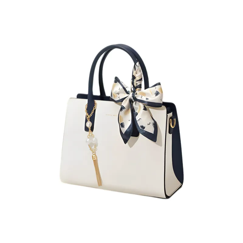 ROSEDAWN Synthetic Leather Handbag Women's Beige White Blue-1