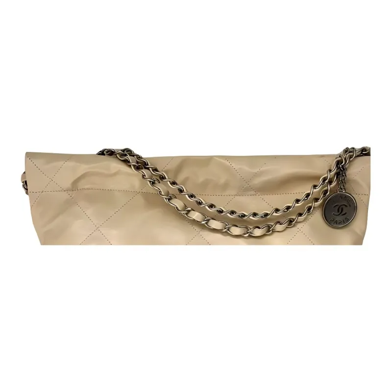 CHANEL Leather Basket Bag Shoulder Bag Women's Beige-2