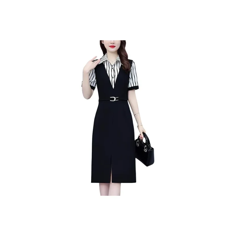 Flowers In Water Short Sleeved Dress Women's-0