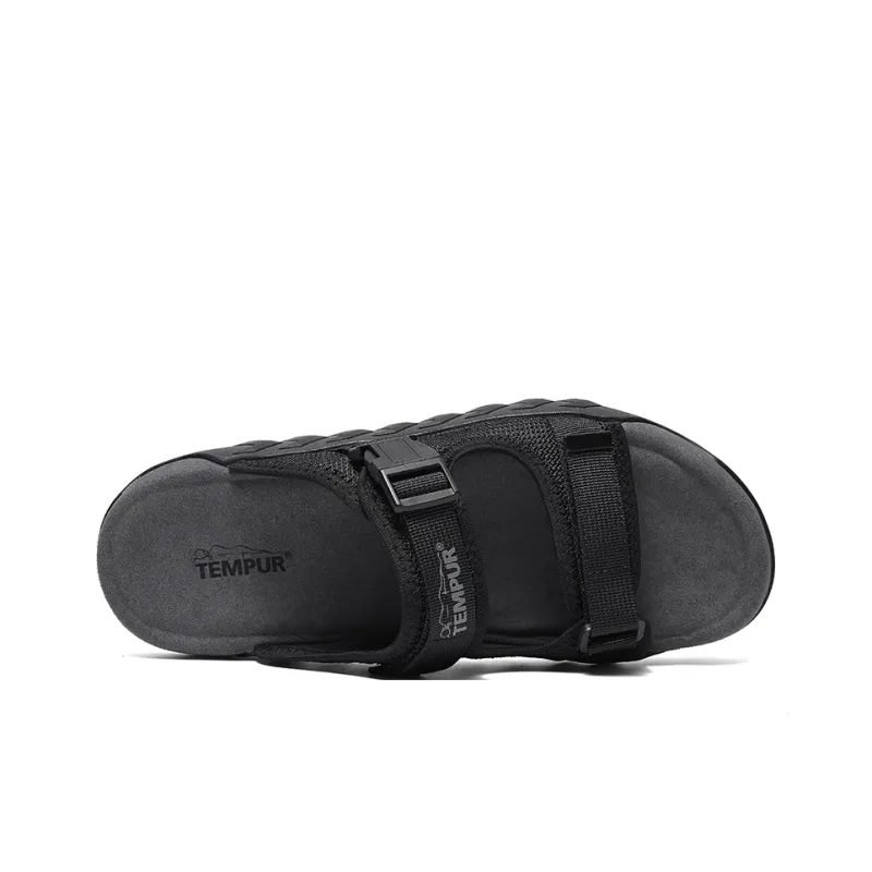 TEMPUR Rubber Sole Abrasion Resistant Slide Slippers Men's Black-3