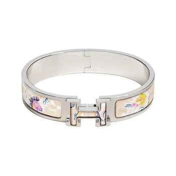 HERMES Palladium Plated Bangles Women's Silver