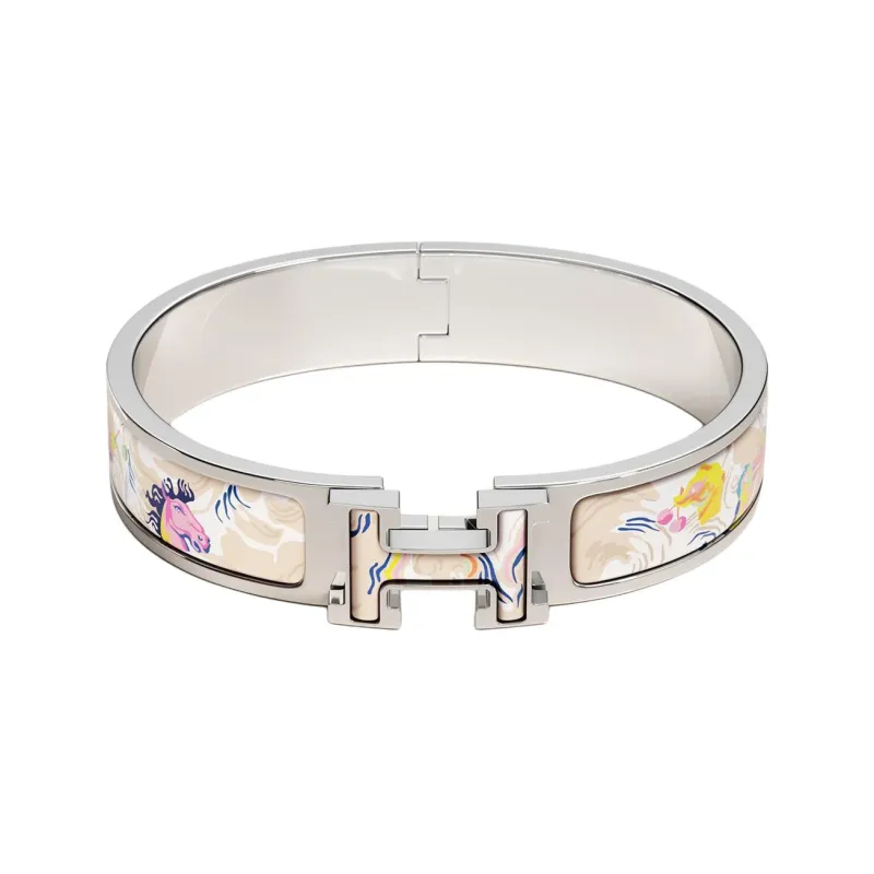HERMES Palladium Plated Bangles Women's Silver-0