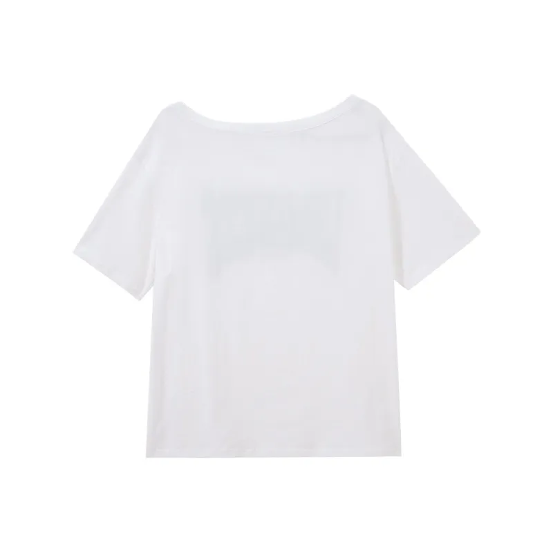 SUSANSAN Drop Shoulder Sleeve T Shirt Women's-1
