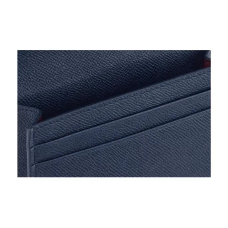 BVLGARI Calfskin Card Holder Mini Men's Blue-3