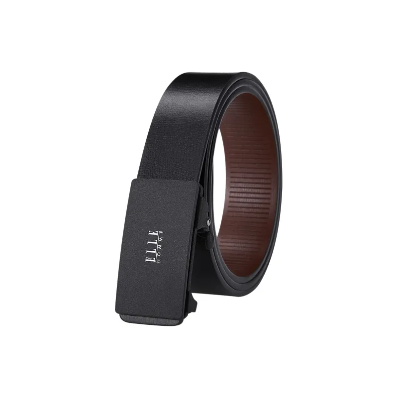 ELLE HOMME Cow Split Leather Belts Men's Gunmetal Width 3.3cm-0