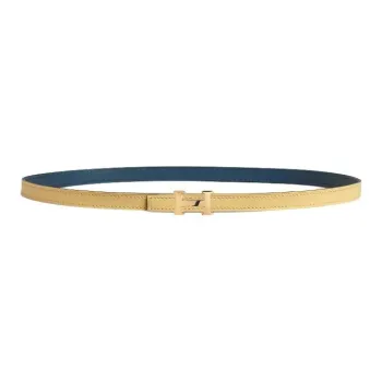 HERMES Calfskin Leather Belts Women's Blue Yellow Width 1.3CM