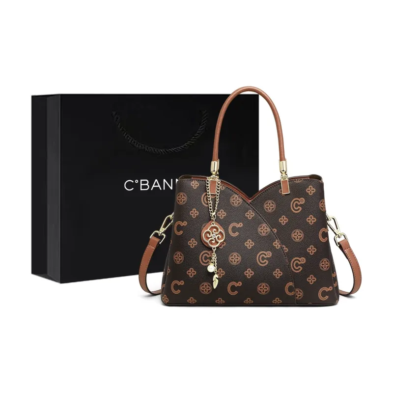 C°BANNER Synthetic Leather Handbag Medium Size Women's Pink/Coffee-5