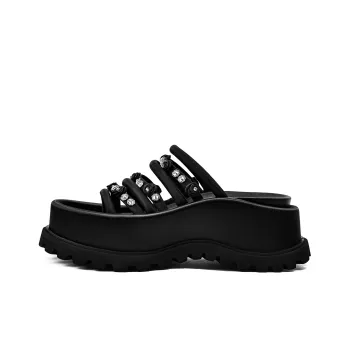 KMD Rubber Foam Outsole Quiet Slide Slippers Women's Black