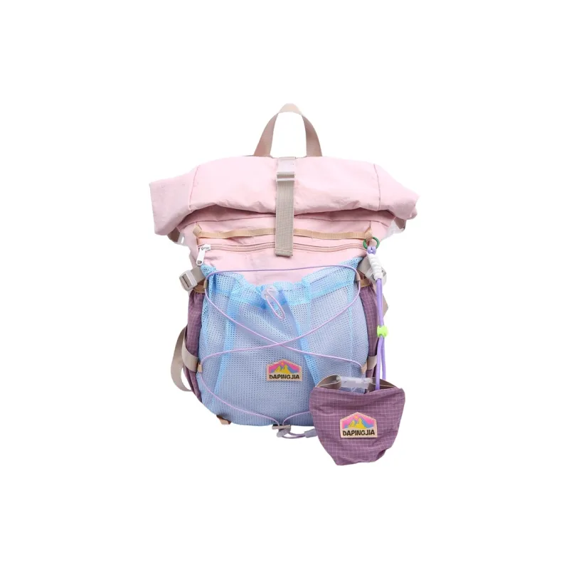 WICKBUEN Nylon Backpack Unisex Coffee/Pink/Purple-12