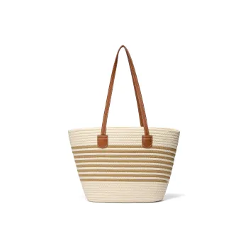 JOSINY Fabric Tote Bag, Shoulder Bag Women's Coffee & Ecru