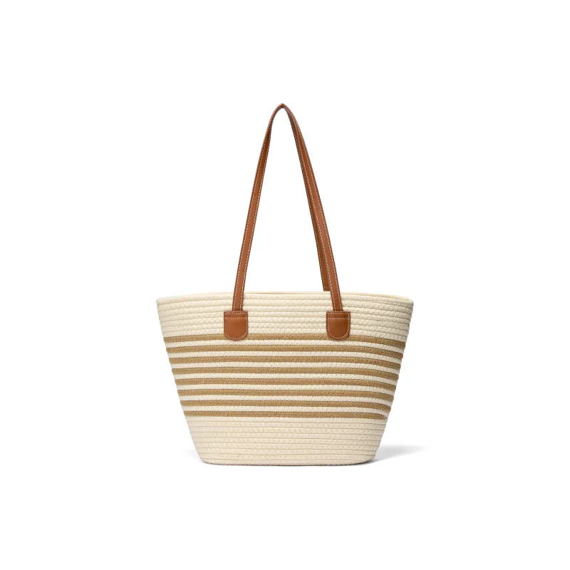 JOSINY Fabric Tote Bag, Shoulder Bag Women's Coffee & Ecru-0