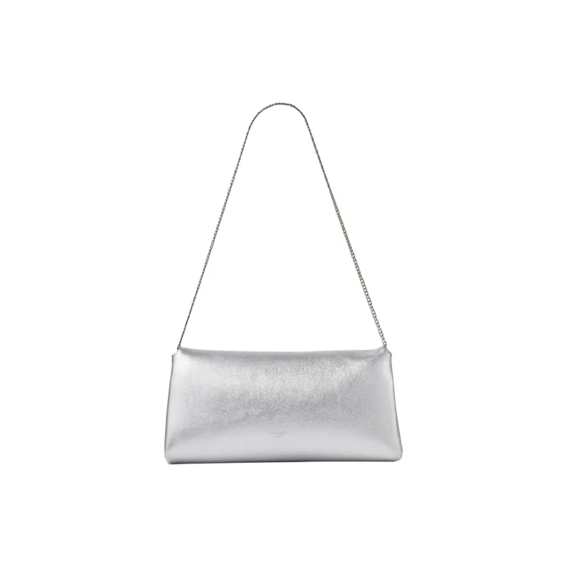 Jimmy Choo Leather One Shoulder Clutch Women's Silver-2