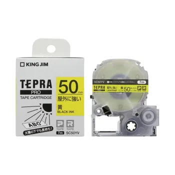 KING JIM Tepra PRO Outdoor Strong Label, Yellow Logo, Black Text Stationery Tape