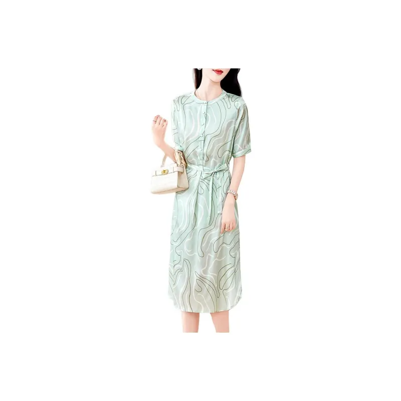 Yi Mengyuan Silk Short Sleeved Dress Women's-0