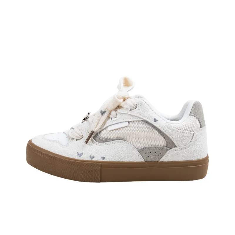 MINGKUANG Slip Resistant, Abrasion Resistant, Lightweight Low Top Skateboard Shoes Unisex Beige-0