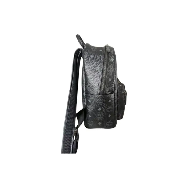MCM Artificial Leather Backpack Small Size Unisex Black-2