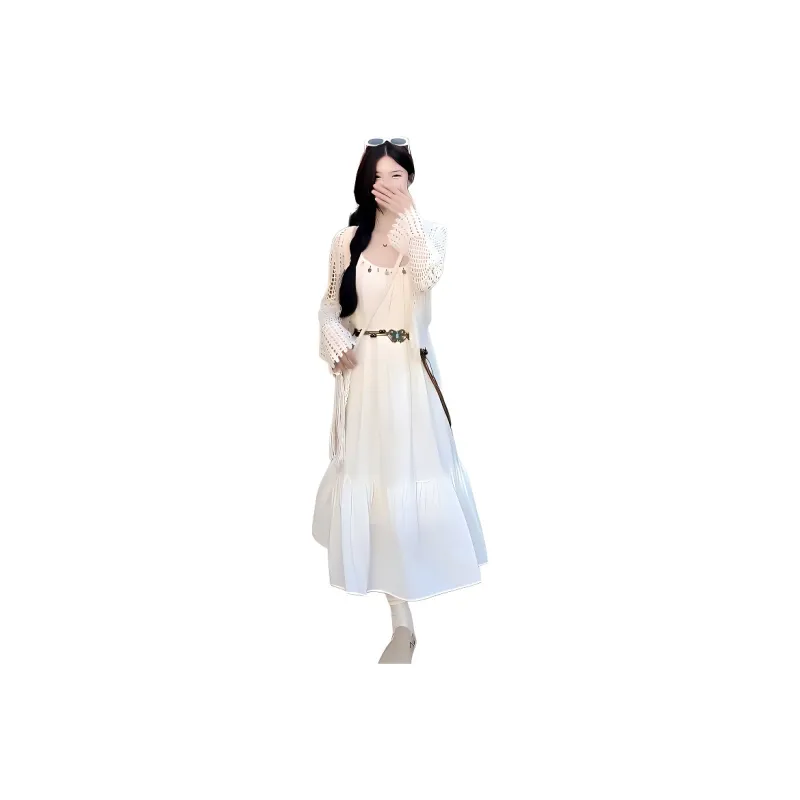 Dior Beauty Two Piece Skirt Sets Women's Cover Up+Belt+Camisole Dress-1