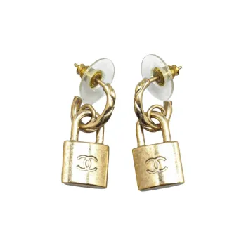 CHANEL Gold Plated Earrings Women's Gold