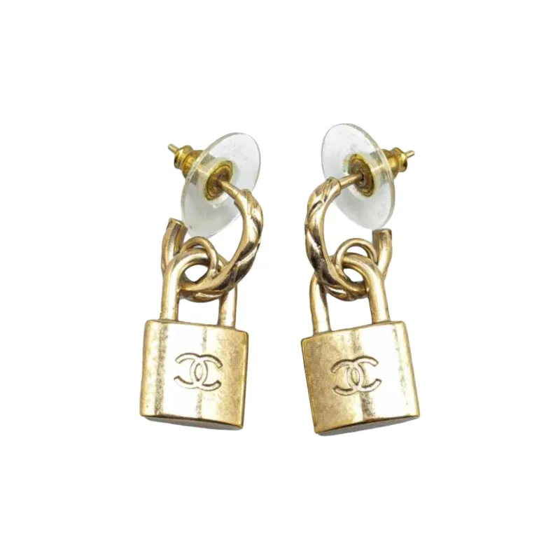 CHANEL Gold Plated Earrings Women's Gold-0