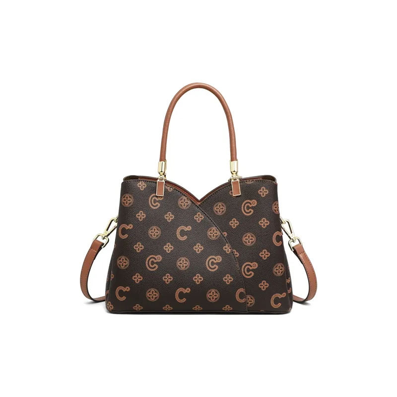 C°BANNER Synthetic Leather Handbag Medium Size Women's Pink/Coffee-8