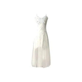 GUOZHEN Slip Dresses Women's Apricot Green