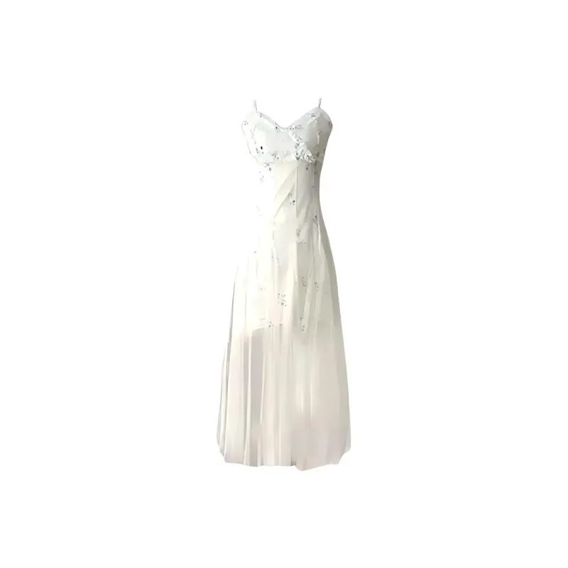 GUOZHEN Slip Dresses Women's Apricot Green-0