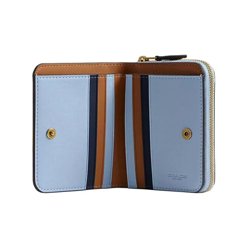 COACH BILLFOLD Leather Wallet Mini Women's Blue-2