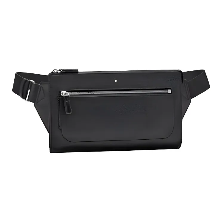 MONTBLANC Leather Crossbody Bag, Fanny Pack Men's Black-0