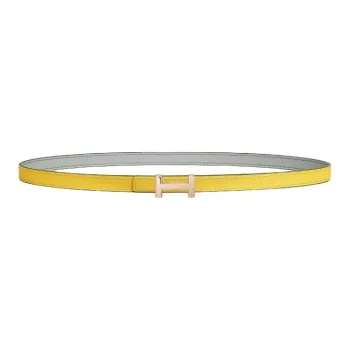 HERMES Rose Gold Plated, Metal, Calfskin Leather Belts Women's Yellow Width 1.3CM