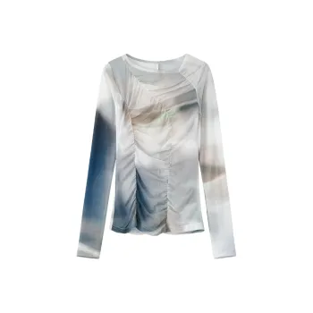TAGEECHITA Design Driven Gauze Slim Fit Slimming Long Sleeved T Shirt Women's