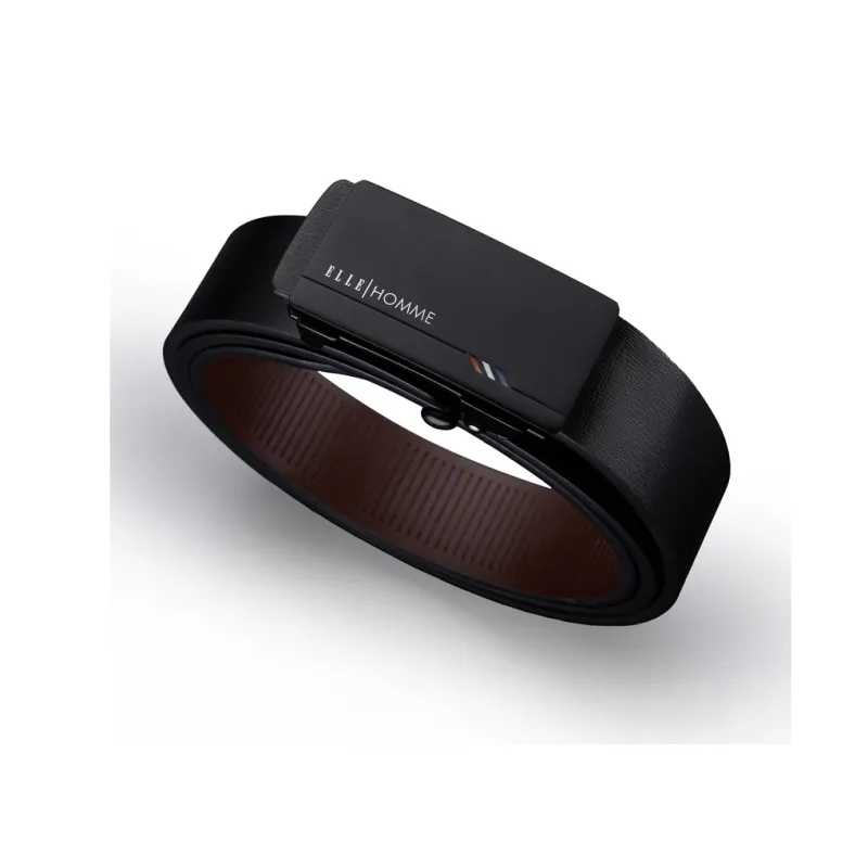 ELLE HOMME Split Cow Leather, Leather Belts Men's Black Width 3.3cm-5