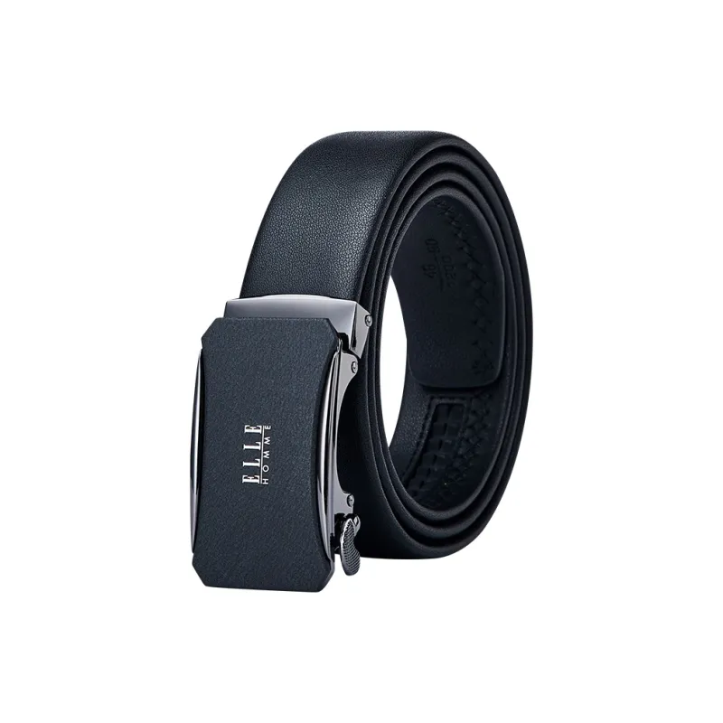 ELLE HOMME Top Grain Cow Leather Belts Men's Gunmetal, Gold, Silver 3.5cm-0