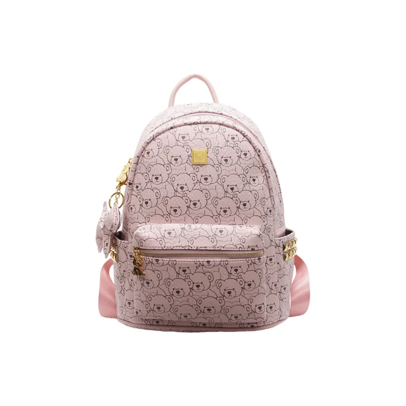 AIBAG PU Backpack Women's Ecru/Pink/Brown-7