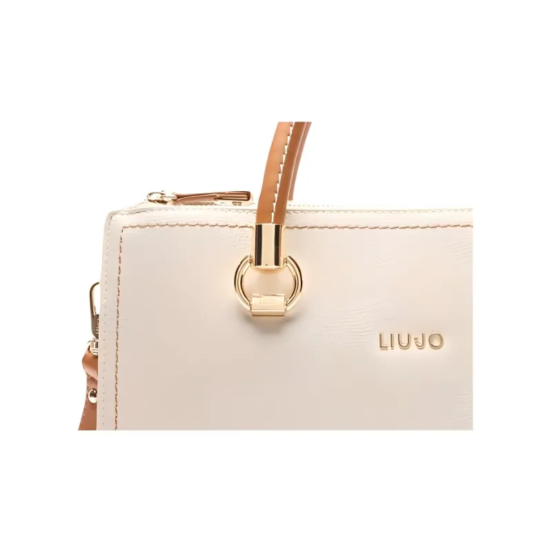 LIU·JO Polyester Shoulder Bag, Crossbody Bag, Handbag Women's Cream White & Brown-3