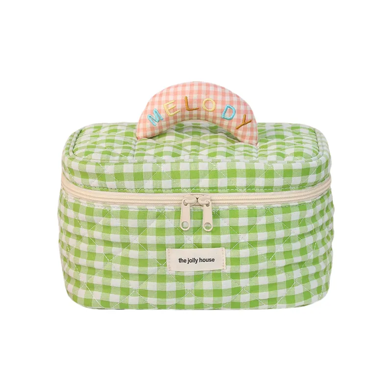 QEEDNS Plaid Large Capacity Good Looking Cute Portable Travel Bag Makeup Bags-2