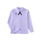 Women's Long-Sleeved Light Purple Thai-Style Shirt+Navy Blue Thin Bow Tie