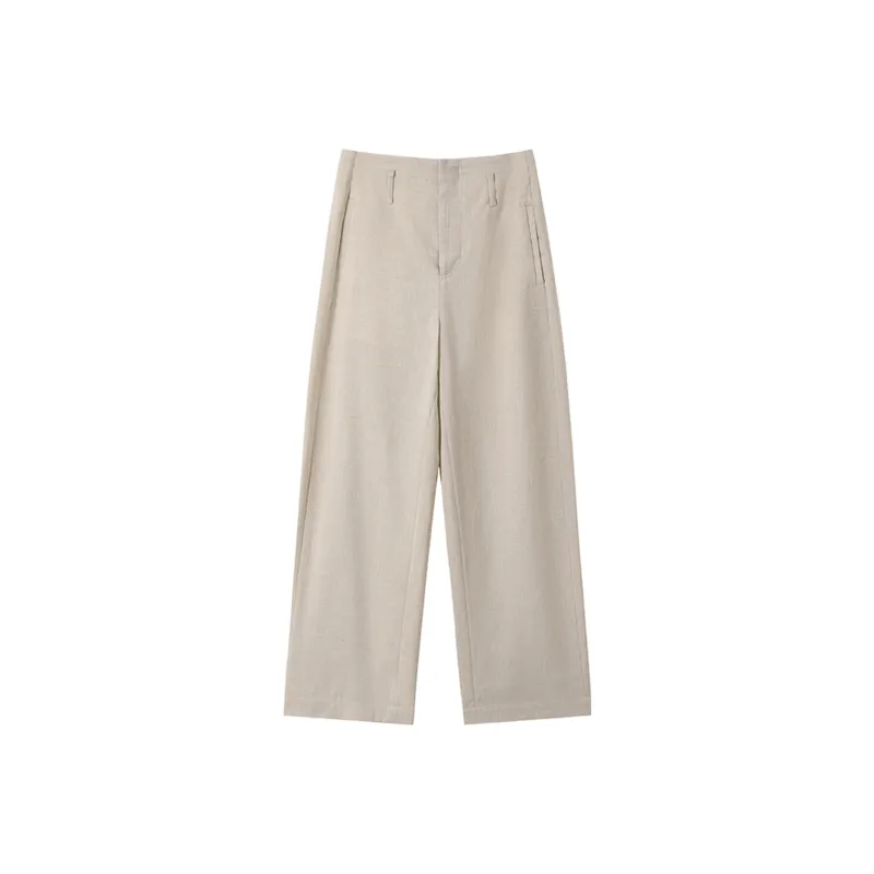 SHUXI Casual Pants Women's Green Peas Beige-0