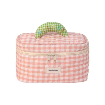 QEEDNS Plaid Large Capacity Good Looking Cute Portable Travel Bag Makeup Bags