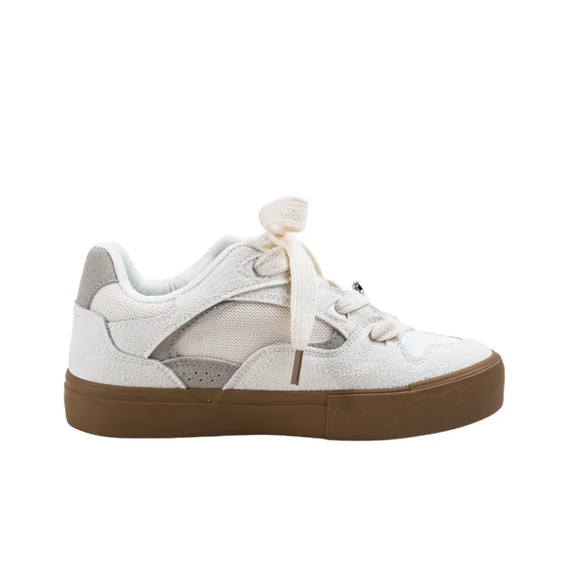 MINGKUANG Slip Resistant, Abrasion Resistant, Lightweight Low Top Skateboard Shoes Unisex Beige-1