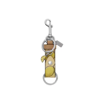 COACH Coated Canvas Bag Charm Bag Merch Mini Women's Yellow Green